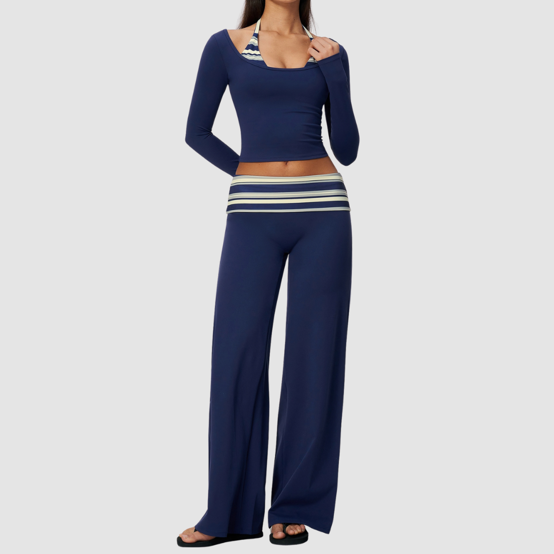 Wholesale Women's Long-Sleeve Wide-Leg Yoga Fitness Set