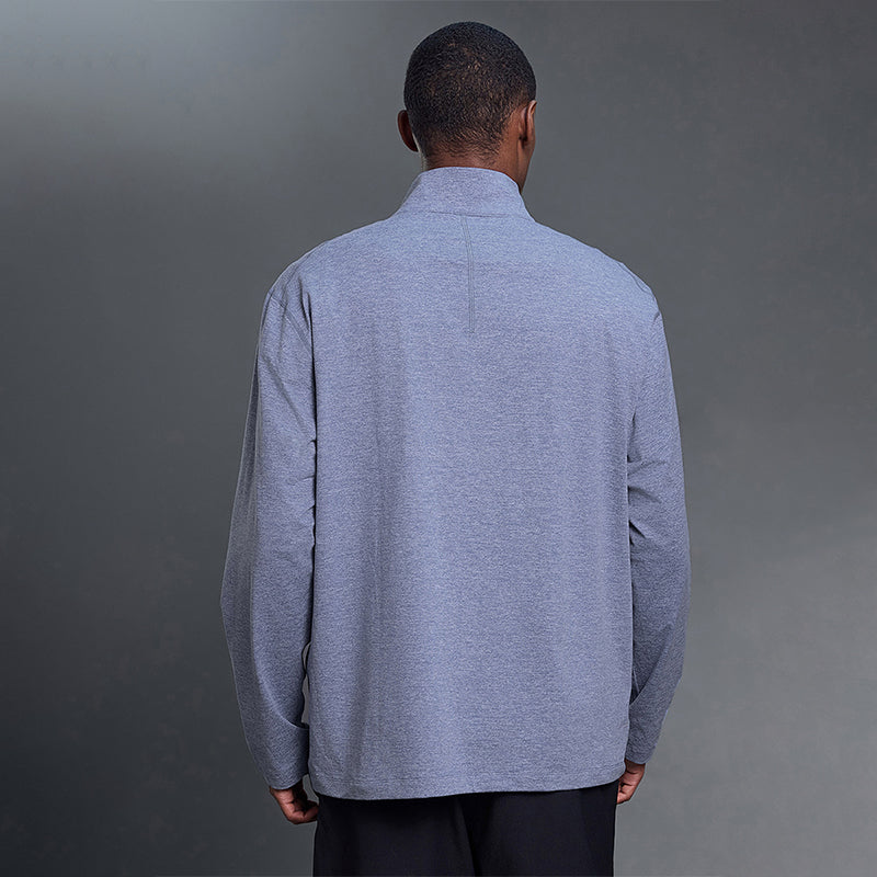 Half-zip stand-up collar long-sleeved T-shirt