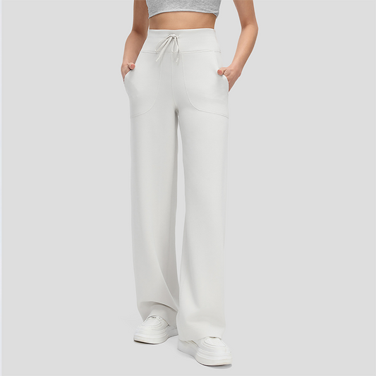 Wholesale Women's High-Waist Flowy Wide-Leg Pants – Drawstring Waist Relaxed Pilates Yoga Trousers
