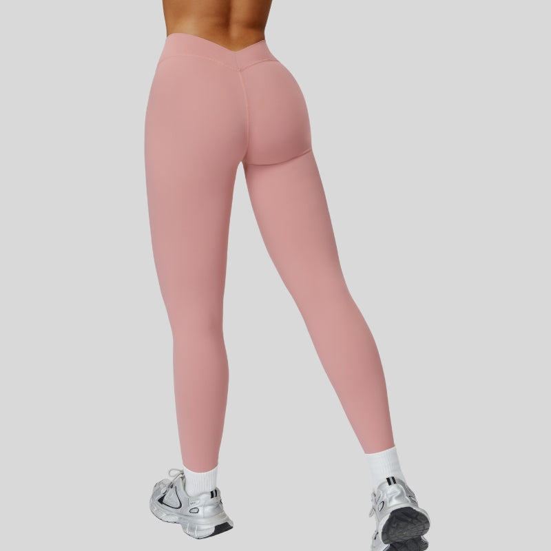 High-waisted V-neck leggings at the back