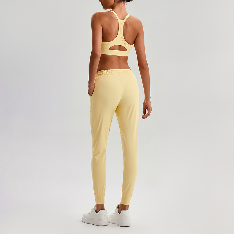 Wholesale Naked-Feel Open-Back Sports Bra & High-Waist Jogger Pants Set – Sculpting Yoga 2-Piece