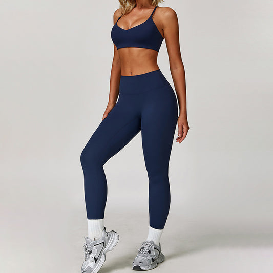Brushed yoga bra + high waist leggings 2-piece set