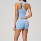 Wholesale Women's I-shape Back Tank Top & Booty-Lift Shorts Set – Seam-Detail Naked-Feel Yoga 2-Piece Set
