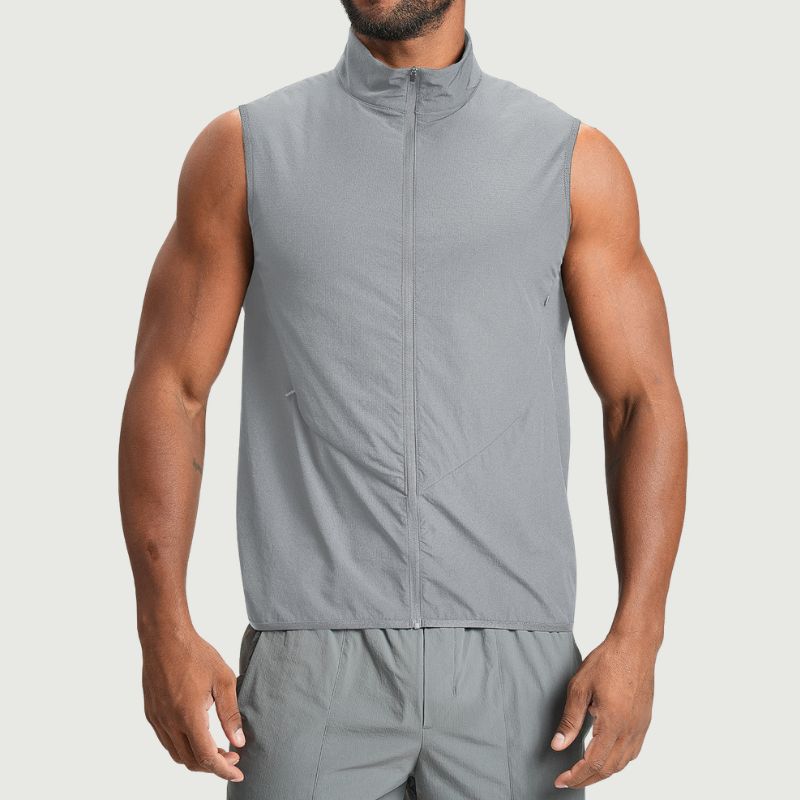 Wholesale mens stand collar zip tank top
