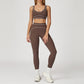 Contrasting Color Sports Bra + high waist leggings 2-piece set