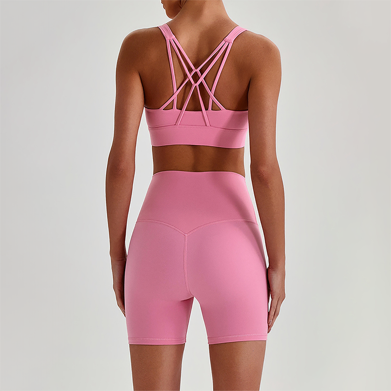Wholesale Women's Quick-Dry Naked Feel Vest+Fitted Biker Shorts Yoga Set