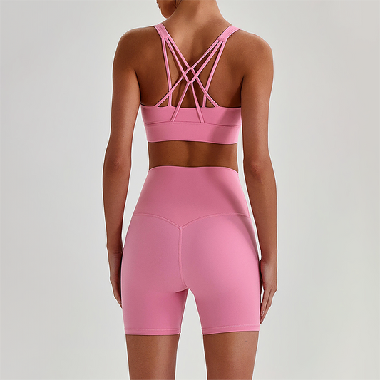Wholesale Women's Quick-Dry Naked Feel Vest+Fitted Biker Shorts Yoga Set