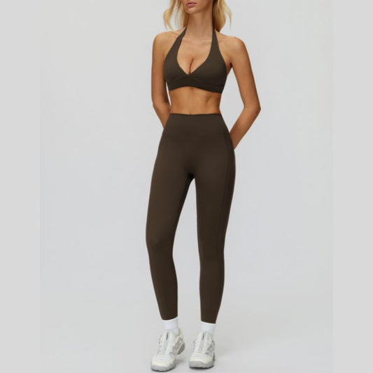 Wholesale Halter sports bra+High waisted leggings | Wonderxfans bulk activewear