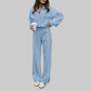 Wholesale Women's Zip-Up Long Sleeve Hoodie & Jogger Pants Tracksuit Set