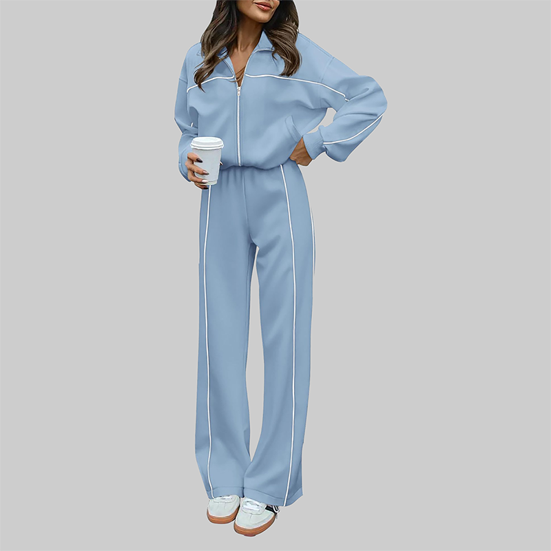 Wholesale Women's Zip-Up Long Sleeve Hoodie & Jogger Pants Tracksuit Set