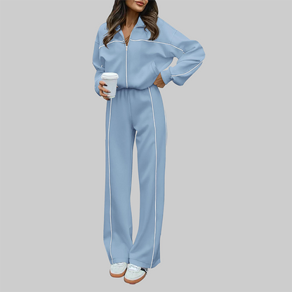 Wholesale Women's Zip-Up Long Sleeve Hoodie & Jogger Pants Tracksuit Set
