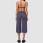 Wholesale Women's Brushed Sports Bra & Wide-Leg Cropped Pants Set – High-Support Seam-Detail 2-Piece Yoga Set