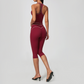 Wholesale Women's Colorblock Brushed Yoga Set: Halter V-Neck Top & Capri Pants