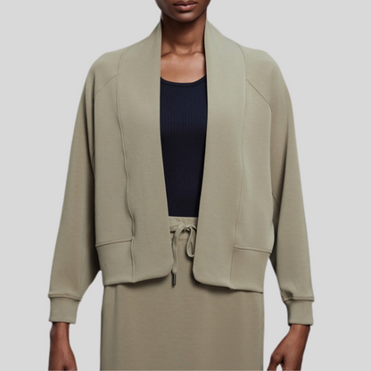 Shawl Collar Open Cardigan Sports Long Sleeve Top