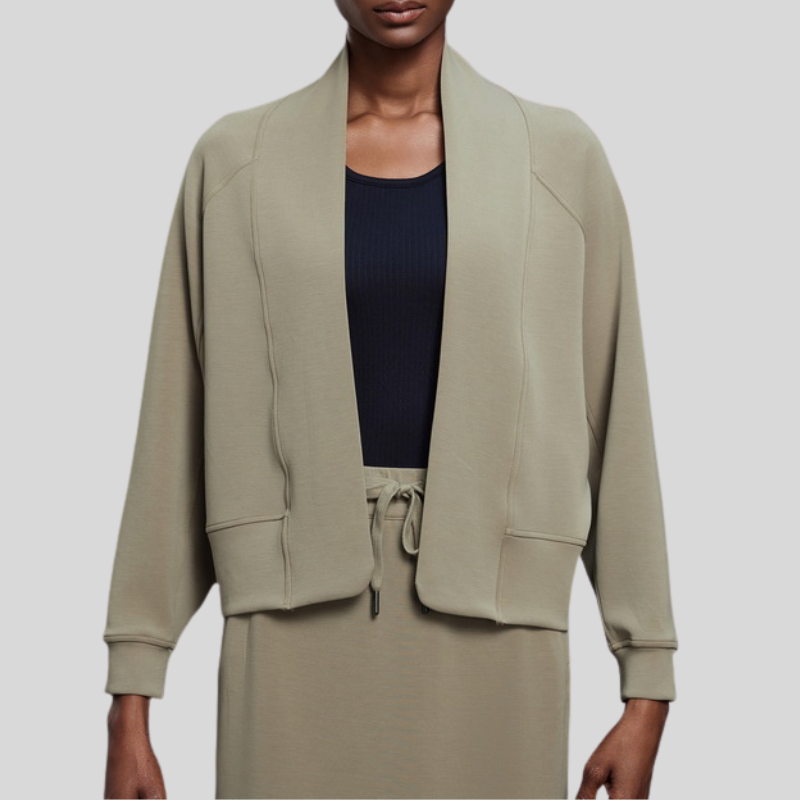 Shawl Collar Open Cardigan Sports Long Sleeve Top