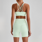 Wholesale Women's Quick-Dry Naked Feel Vest+Fitted Biker Shorts Yoga Set
