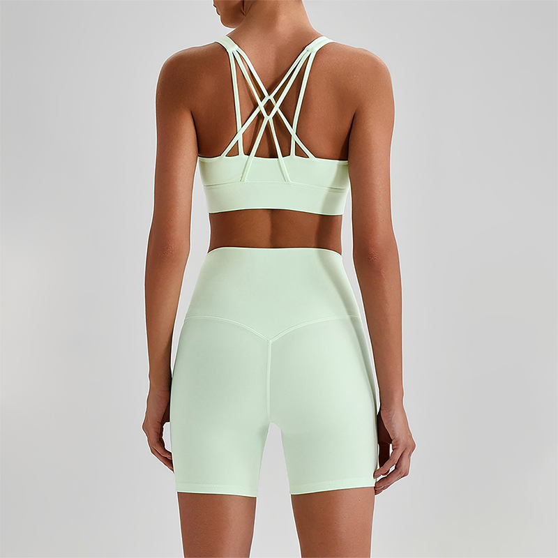 Wholesale Women's Quick-Dry Naked Feel Vest+Fitted Biker Shorts Yoga Set