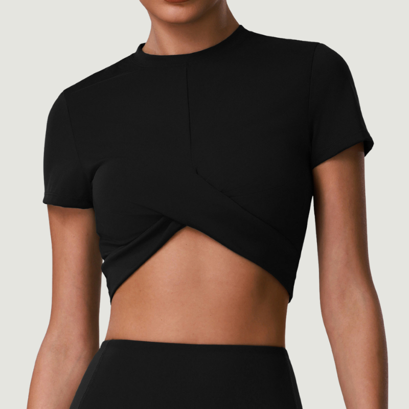 Wholesale Women's Quick-Dry Fitted Short Sleeve Crop Top – Breathable Workout Gym Activewear