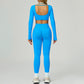 Seamless halter long sleeve top + High-waisted leggings 2-Piece Set