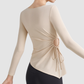 Wholesale Women's Ruched Drawstring Long-Sleeve Yoga Top – Slim Fit Activewear