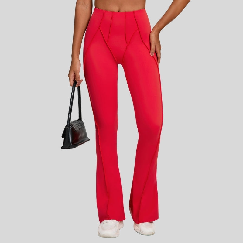 High-waisted and slightly flared casual athletic pants