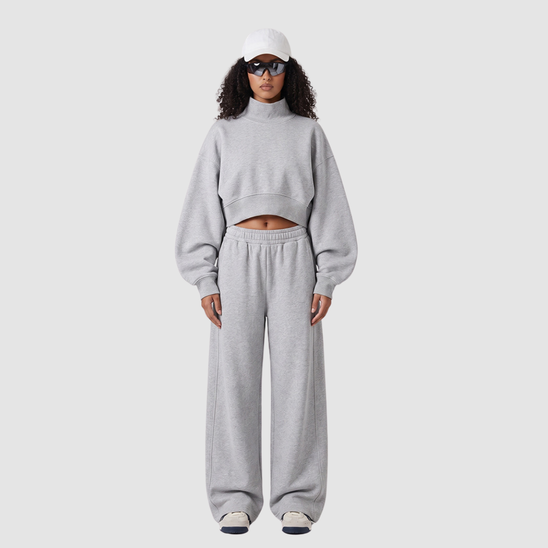 Wholesale Women’s Mock-Neck Boxy Sweatshirt – Relaxed Cotton Blend