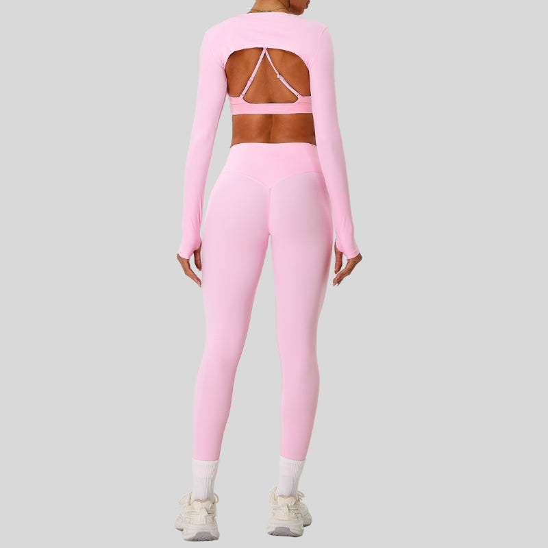 Naked Feel Sports Bra+long sleeve jacket+Legging 3-Piece Set