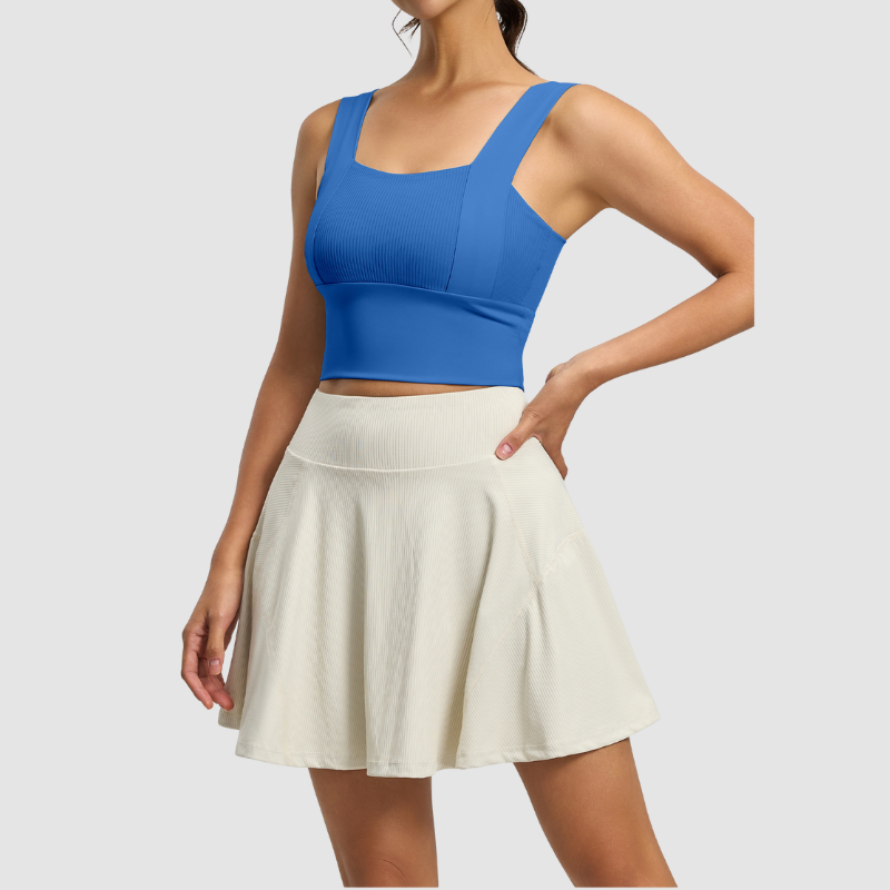 Wholesale strong support tank top + anti-exposure skirt
