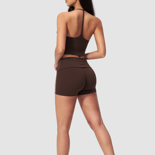 Wholesale Color Block V-Neck Sports vest & Fold-Up Shorts Set
