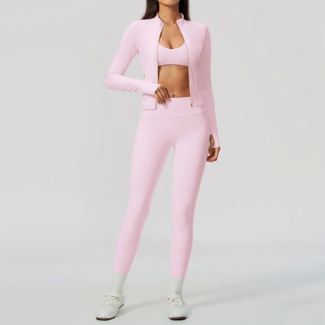 Wholesale Women's Three-Piece Activewear Set – Bra, Jogger Pants & Jacket