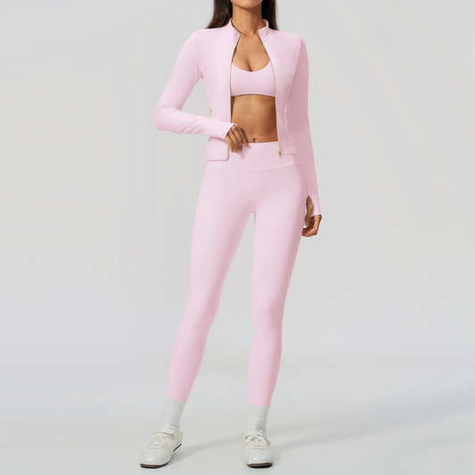 Wholesale Women's Three-Piece Activewear Set – Bra, Jogger Pants & Jacket