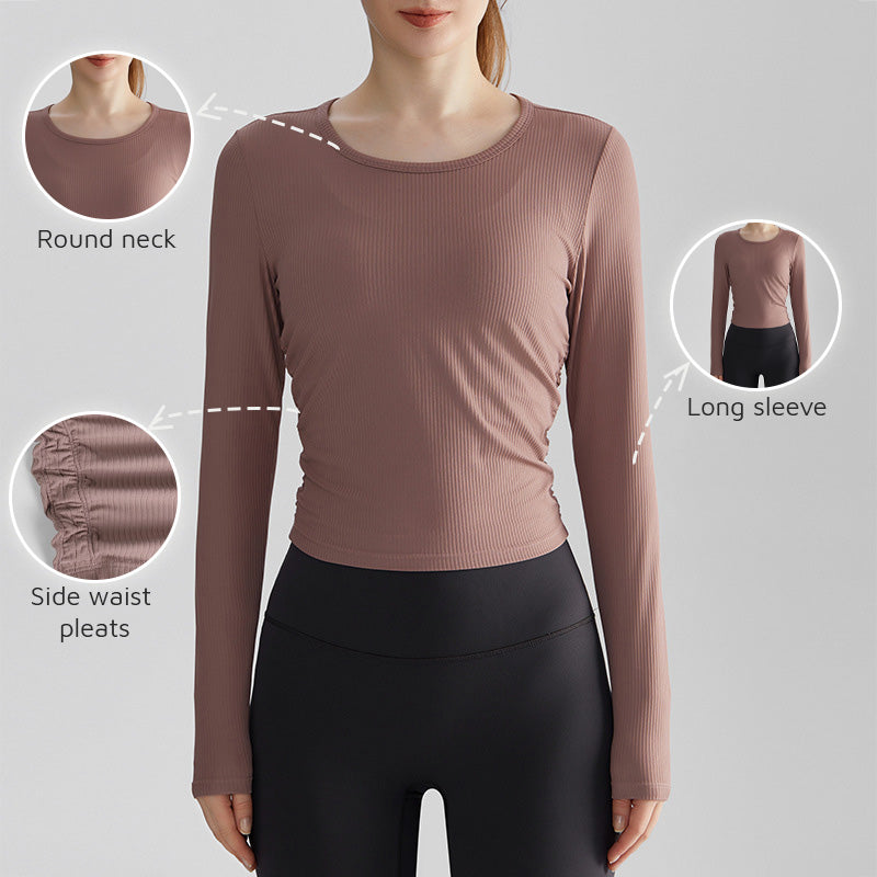 Slimming Round Neck Long-Sleeve Yoga Top