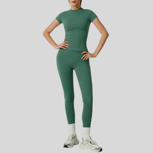 Wholesale Short-Sleeve Slim Fit Tee+High-waisted leggings | Wonderxfans bulk activewear