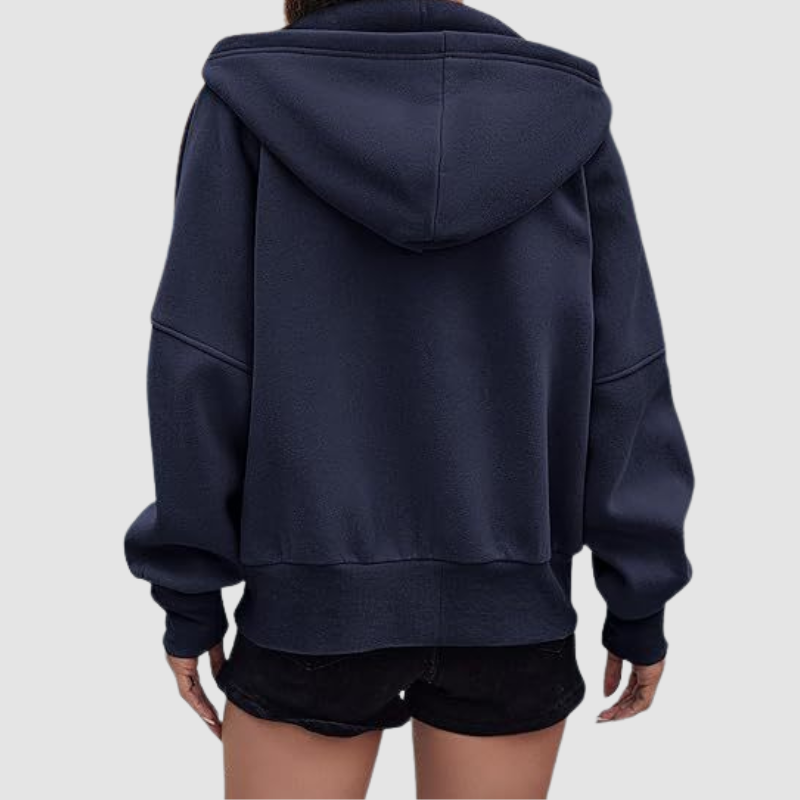 Wholesale loose casual hooded gold zipper jacket