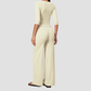 Wholesale Women's Round neck mid sleeve top+Hip lift Wide-Leg Yoga Set
