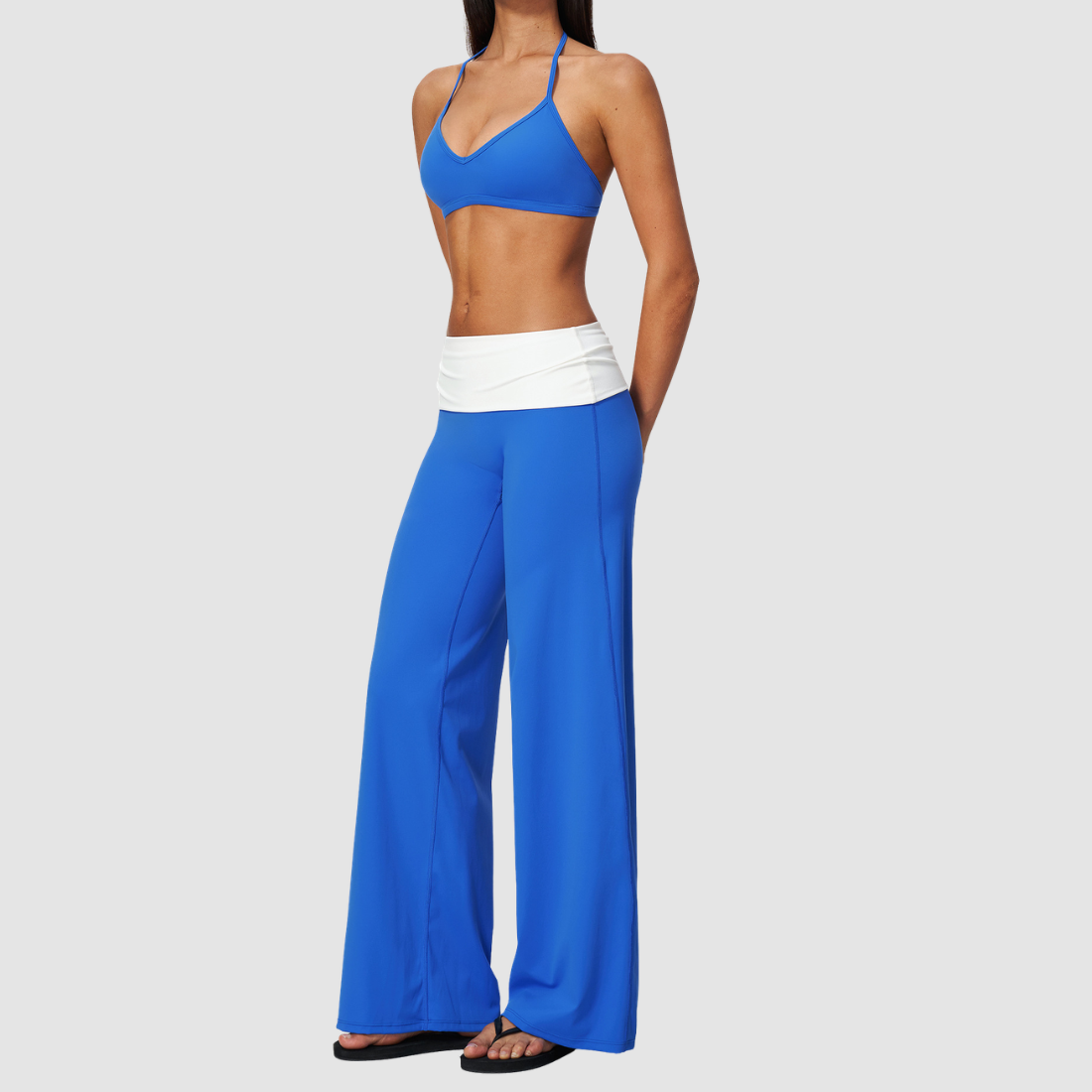 Wholesale Women’s Halter Sports Bra & Wide-Leg Yoga Pants Set