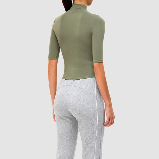 Wholesale high-neck mid-length sleeve fitness top | Wonderxfans bulk activewear