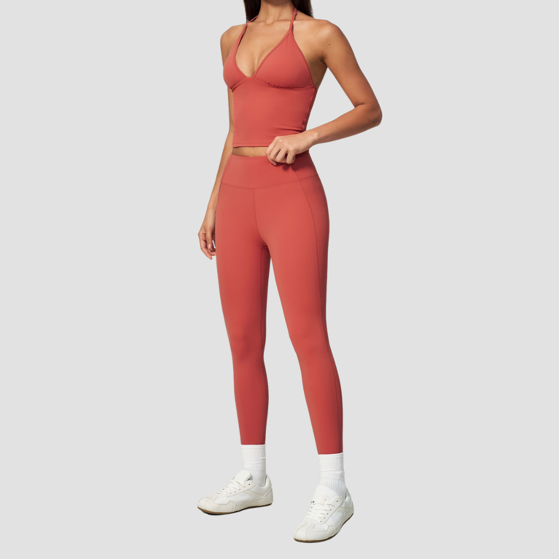 Wholesale Women's Deep-V Sleeveless Vest + Long Pants Yoga Set