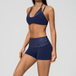 Wholesale Women's Polka Dot & Stripe Yoga Set Halter Neck Sports Bra & Shorts w/ Chest Pad