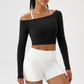 Women's Off-Shoulder Long Sleeve Yoga Top Quick-Dry Top
