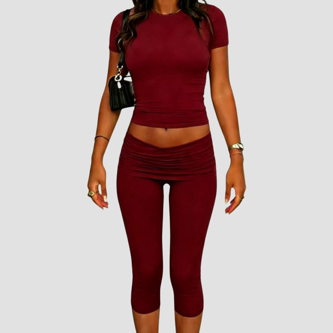 Wholesale Women’s Short-Sleeve T-Shirt & Capri Pants Set