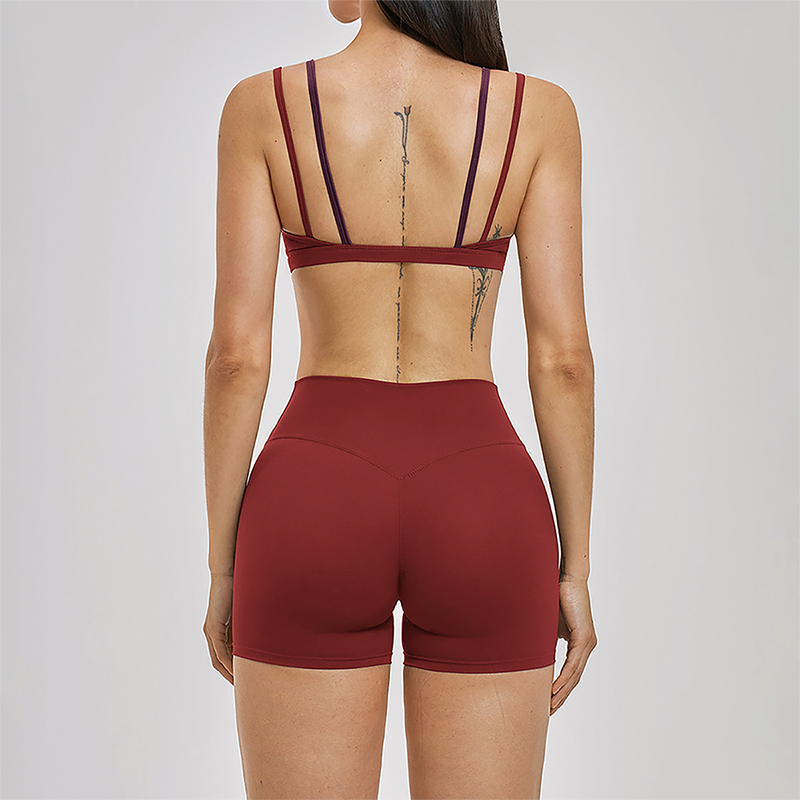 Naked and beautiful back bra + quick drying shorts 2-piece set