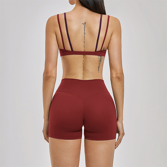 Naked and beautiful back bra + quick drying shorts 2-piece set