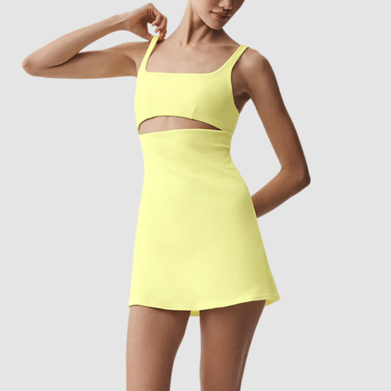 Wholesale Women's Fine Stripe Sleeveless Sports Dress – Built-In Chest Pad