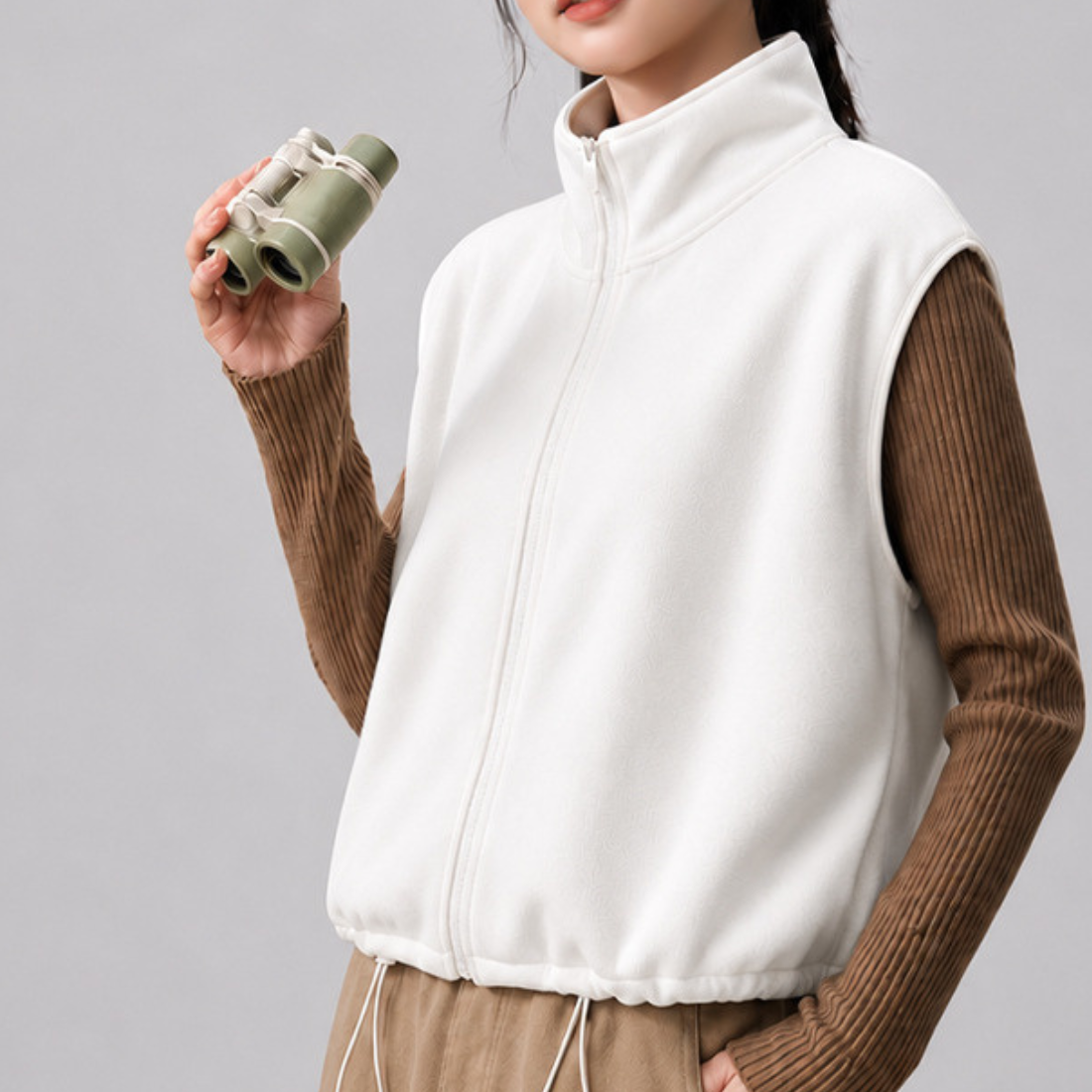Women's Activewear Fleece Stand-Collar Zip Vest