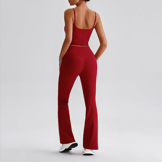 Thin straps tank top + Flared Leg pants 2-piece set
