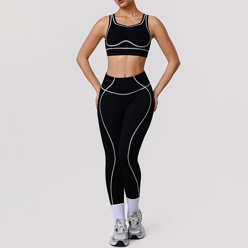 Wholesale contrasting color bra + butt-lifting leggings