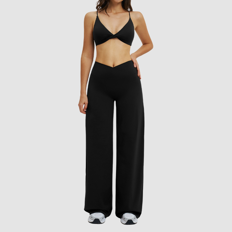 Wholesale spaghetti strap bra + straight pants 2 piece set