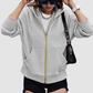 Wholesale loose casual hooded gold zipper jacket