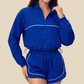 Wholesale Women's Activewear Stand-Collar Zip Jacket & Hip-Lift Shorts Two-Piece Set